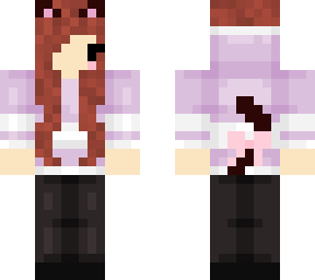 brown hair cat girl lavender hoodie