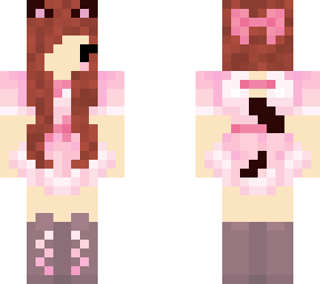 brown hair cat girl pink dress
