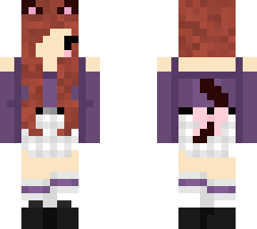 brown hair cat girl plum purple outfit
