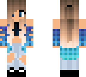 cute girl with hoodie fade(dark blue-light blue) 3