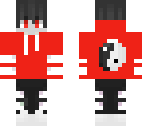 dark hair with red