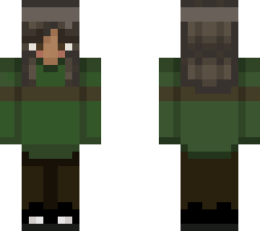 green sweater with brown stripe