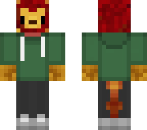 lion with a green hoodie and headphones