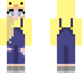 blonde girl in duck hoodie