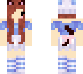 brown hair cat girl blue outfit