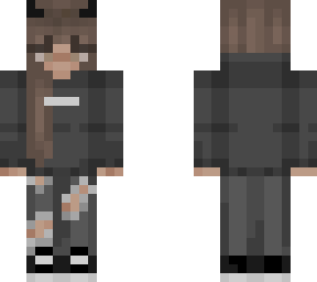 girl ~ ripped jeans ~ devil horns ~ black hoodie ~ brown hair ~ black jeans