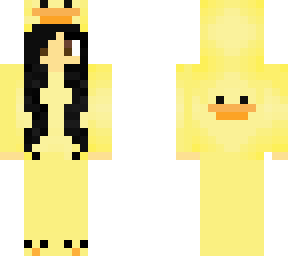 girl in duck onesie with black hair