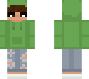 green hoodie ripped jeans