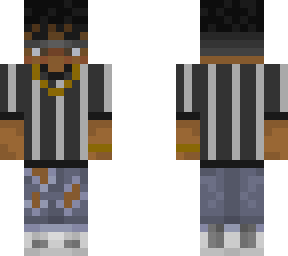 kaejosiie pin-stripped shirt with curly hair glasses airpods and chains