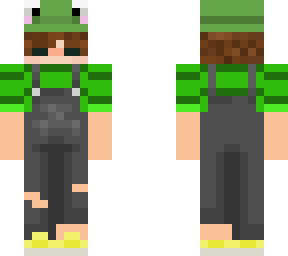 person with frog hat and overalls