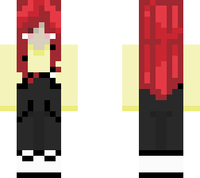 red haired with overalls