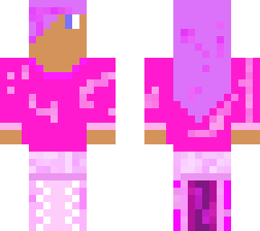 shy pink girl with purple