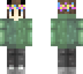 with a flower crown and horns