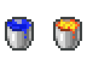 a bucket of water and lava