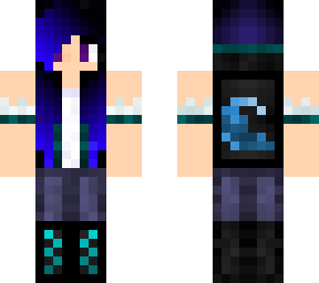 blue violet and cyan girl with wave