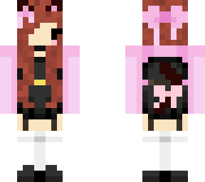 brown hair cat girl pink dress v3