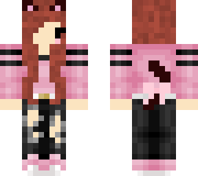 brown hair cat girl pink outfit v4