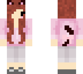 brown hair cat girl pink outfit v5