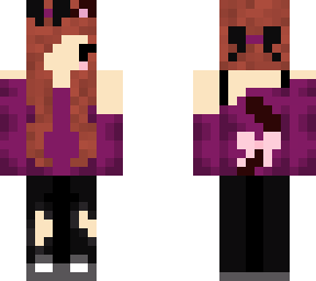 brown hair cat girl purple outfit
