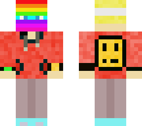 rainbow mask red sweater