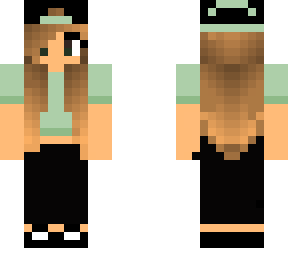 skater girl with pants in mint green