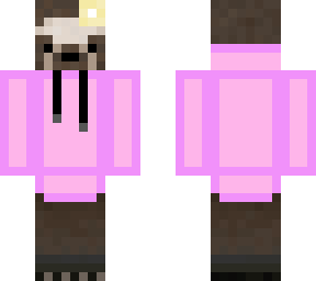 sloth in pink hoodie with flower on head