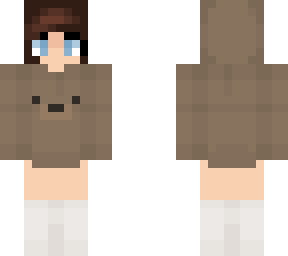 brunette girl in bear hoodie