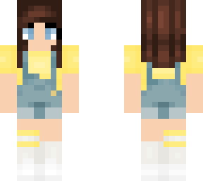 brunette girl in overalls