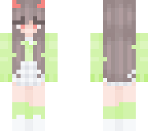 demon girl with light lime shirt