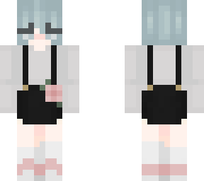 green/blue hair rose overall skirt
