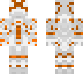 person in white & orange locus suit