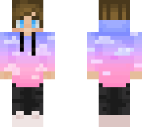 Sunset hoodie with brown hair and blue eyes | Minecraft Skin