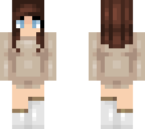 brunette girl in beige sweater