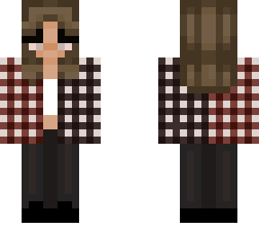 girl in red and brown flannel