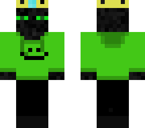 green eyed enderman in green hoodie and blue tshirt with crown
