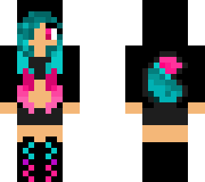 hot pink and teal wolf girl