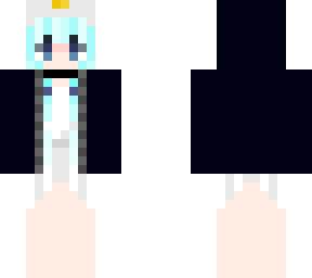 penguin girl with low blue pigtails