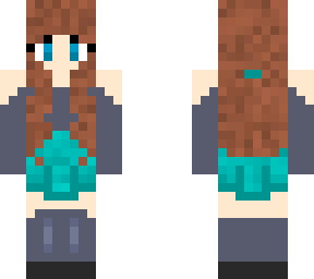 schoolgirl in teal and gray