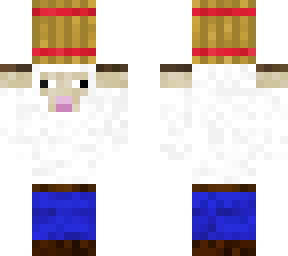 sheep holding a haybale.