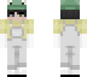 yellow shirt and white overalls!!!!