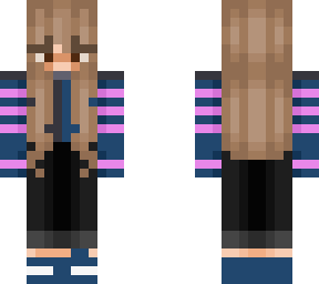 cute girl with blue and pink stripped shirt.