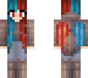 half blue fire phoenix girl