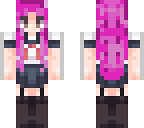 japanise high school girl with pink hair