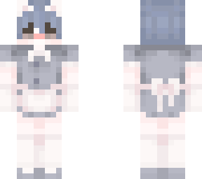 maid kitten blue hair blue dress