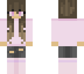 pastel pink girl with brown hair