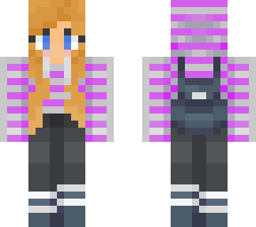 purple strip shirt girl