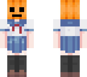 school girl pumpkin head