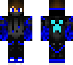 blue gamer boy with magic creeper face