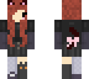 brown hair cat girl black outfit