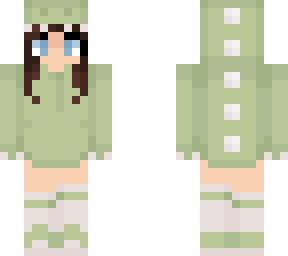 brunette girl in dino hoodie